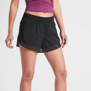 ATHLETA Mesh Racer Run Short 4" Black Running Shorts w/ Liner XL